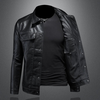 Chaqueta hombre cuero estilo motero moderna y resistente