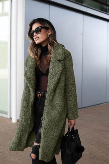 Chaqueta de felpa femenina, cómoda y elegante para invierno