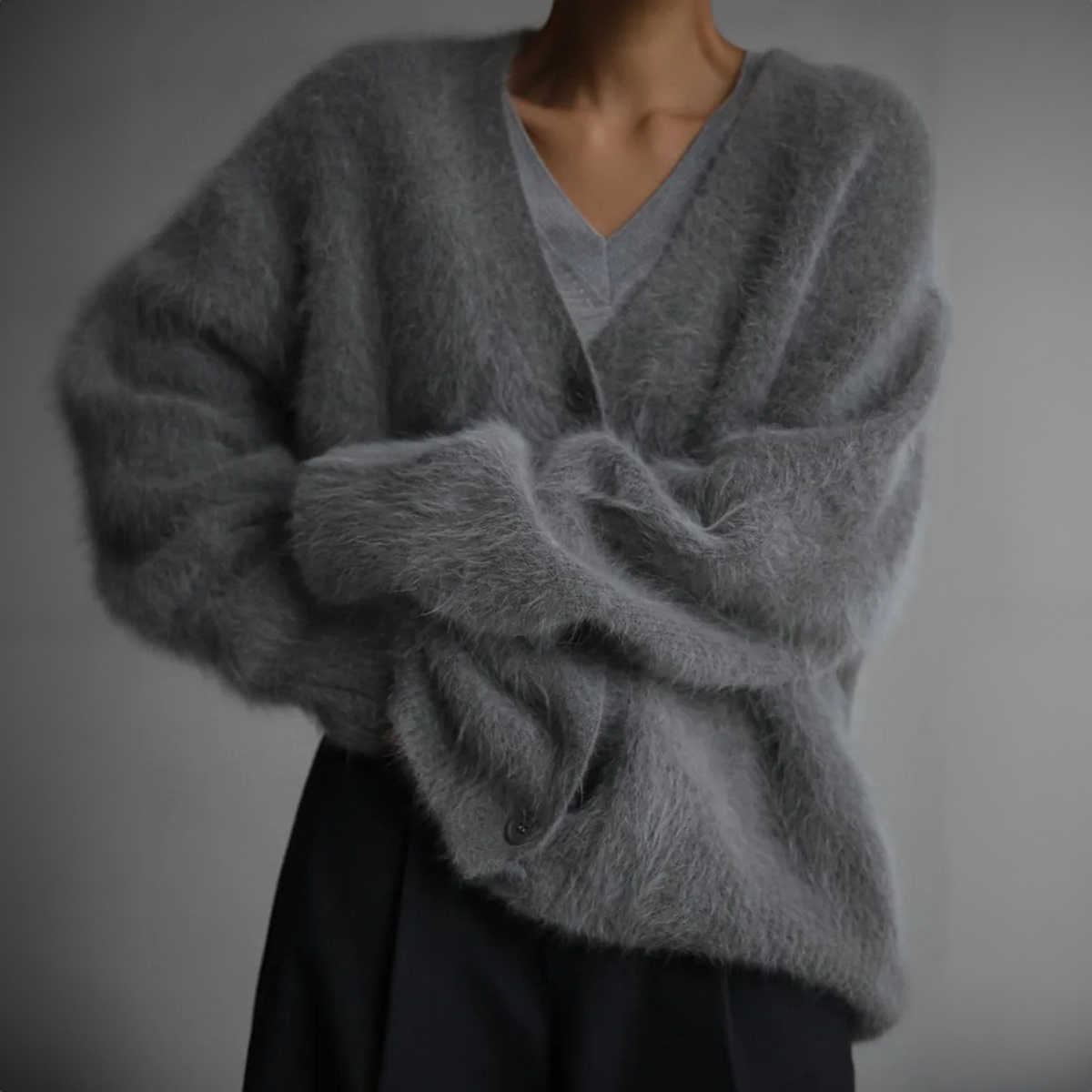 Chaqueta de punto oversize para mujer: suave y con botones