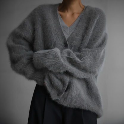 Chaqueta de punto oversize para mujer: suave y con botones