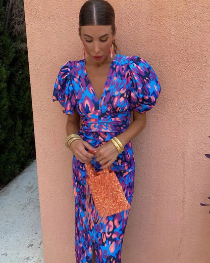 Vestido Elegante Mujer – Mangas Bufón, Estilo Moderno y Ajuste Cómodo