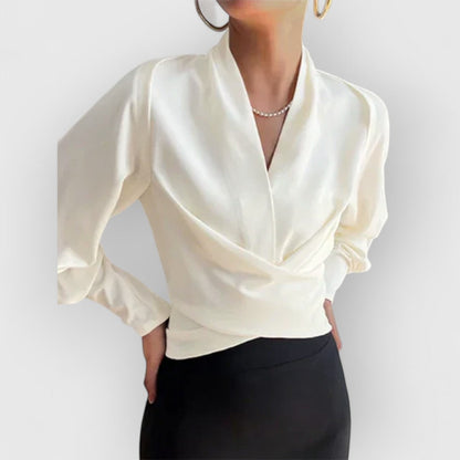 Camisa mujer elegante ligera con mangas abullonadas diario