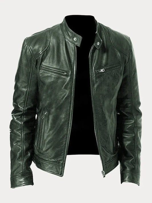 Elegante chaqueta de cuero para hombre: perfecta para el tiempo libre y el entretiempo