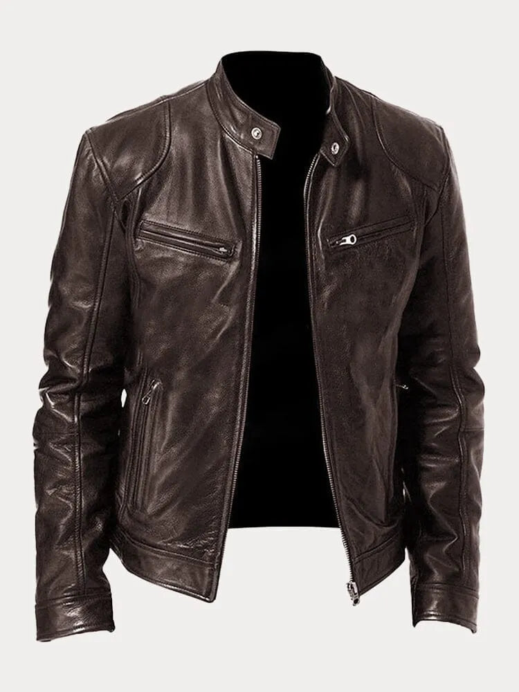 Elegante chaqueta de cuero para hombre: perfecta para el tiempo libre y el entretiempo