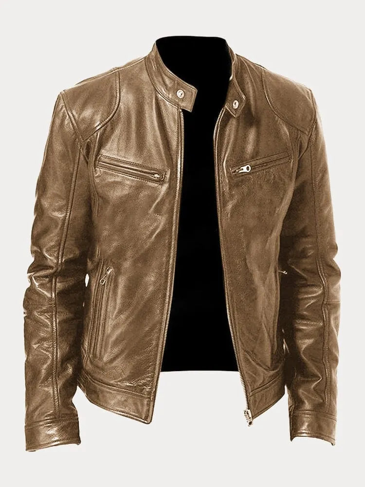 Elegante chaqueta de cuero para hombre: perfecta para el tiempo libre y el entretiempo