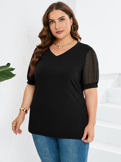 Kiki | Cuello en V Manga Vientre Cubre Camiseta