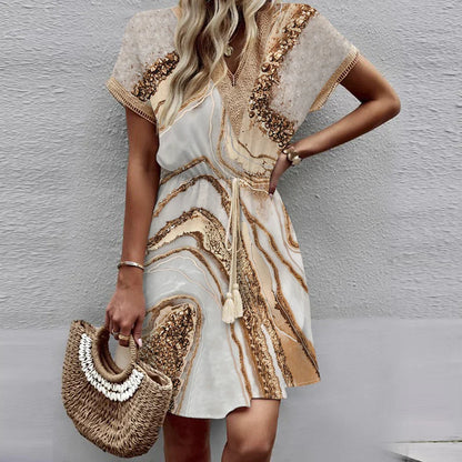 Dunya | Elegante vestido estampado con cuello en V