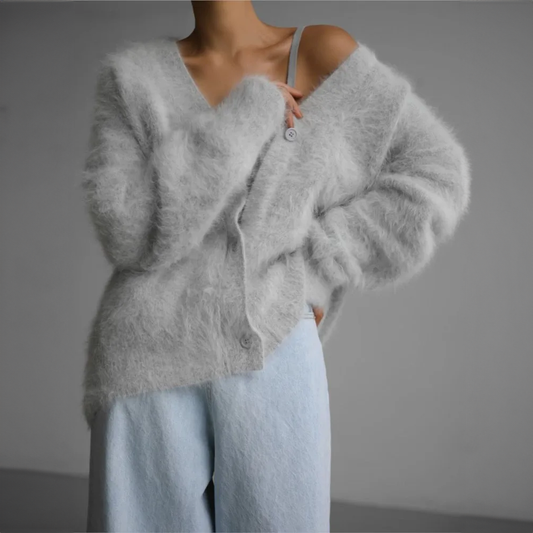 Chaqueta de punto oversize para mujer: suave y con botones