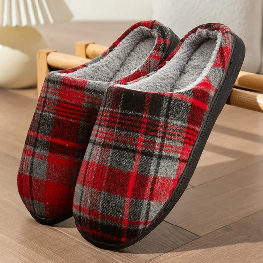 Pantuflas de cuadros para hombre, suaves y prácticas para diario