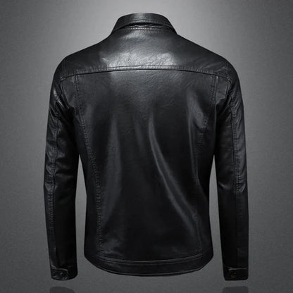 Chaqueta hombre cuero estilo motero moderna y resistente