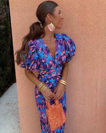 Vestido Elegante Mujer – Mangas Bufón, Estilo Moderno y Ajuste Cómodo