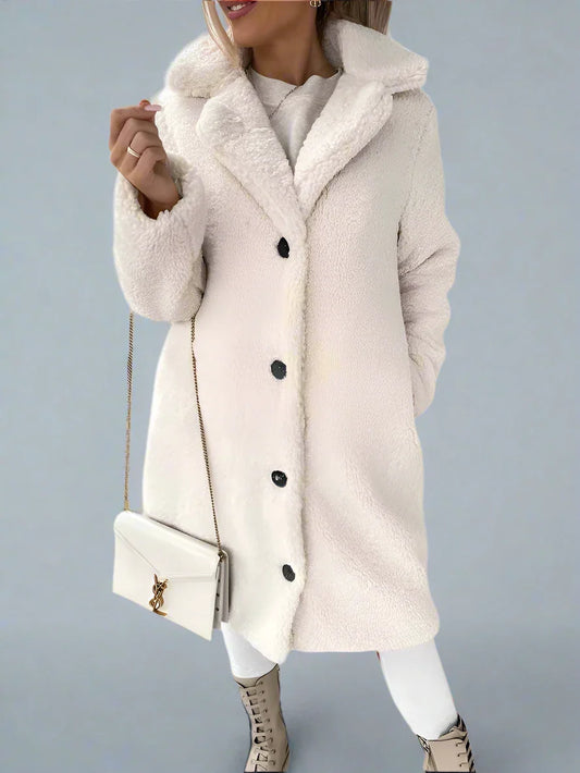 Chaqueta polar de invierno beige para mujer: cálida y suave, ideal para los días fríos