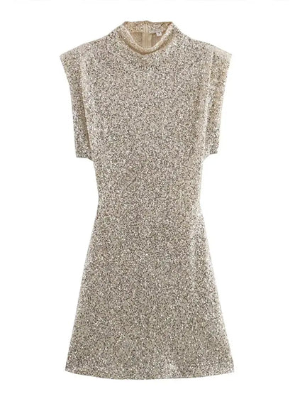 Amada | Minivestido plateado brillante