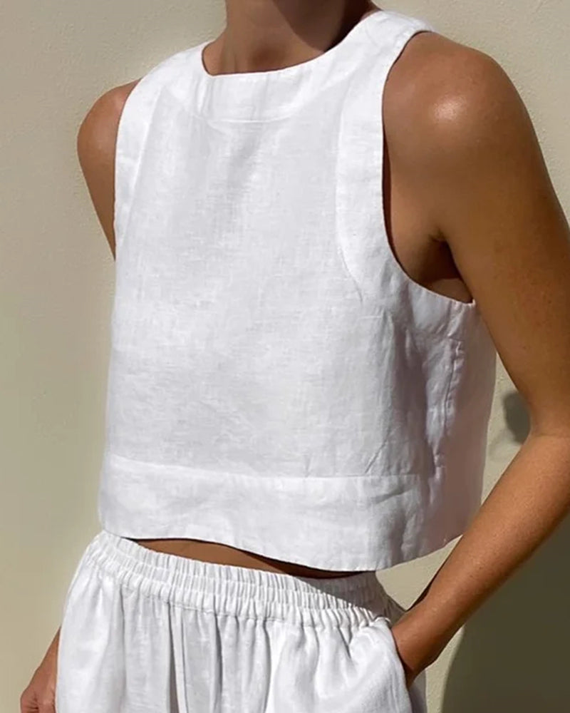 Conjunto femenino lino sostenible fresco y versátil primavera