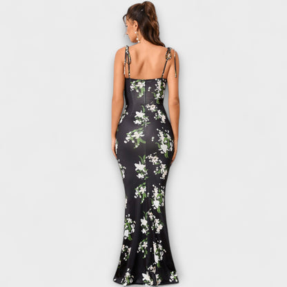 Miley | Vestido de fiesta con estampado floral y tirantes anudados