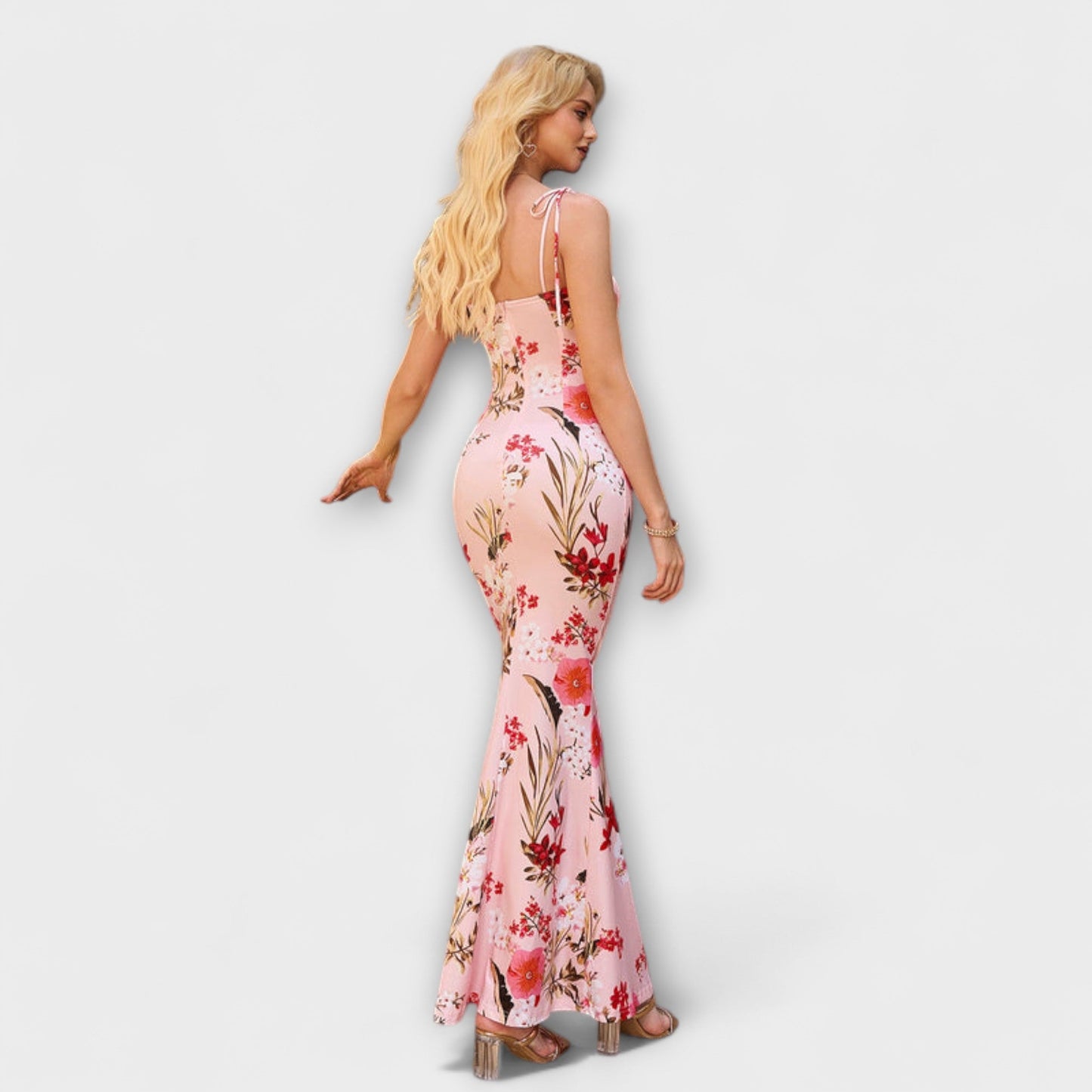 Miley | Vestido de fiesta con estampado floral y tirantes anudados