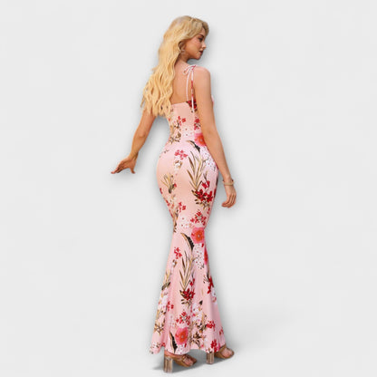 Miley | Vestido de fiesta con estampado floral y tirantes anudados