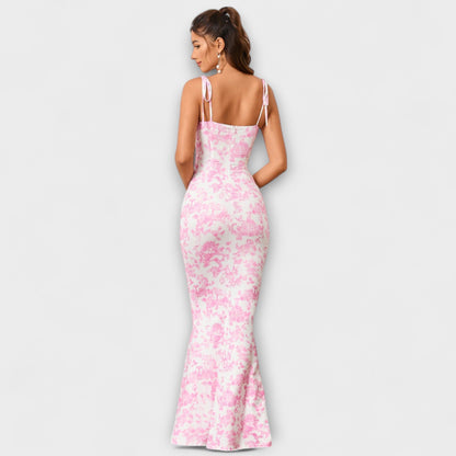 Miley | Vestido de fiesta con estampado floral y tirantes anudados