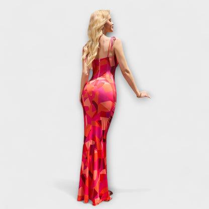 Miley | Vestido de fiesta con estampado floral y tirantes anudados
