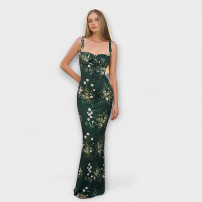 Miley | Vestido de fiesta con estampado floral y tirantes anudados