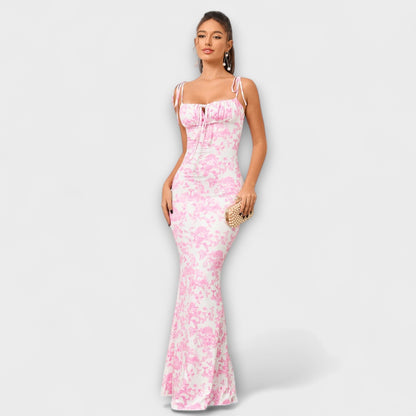 Miley | Vestido de fiesta con estampado floral y tirantes anudados