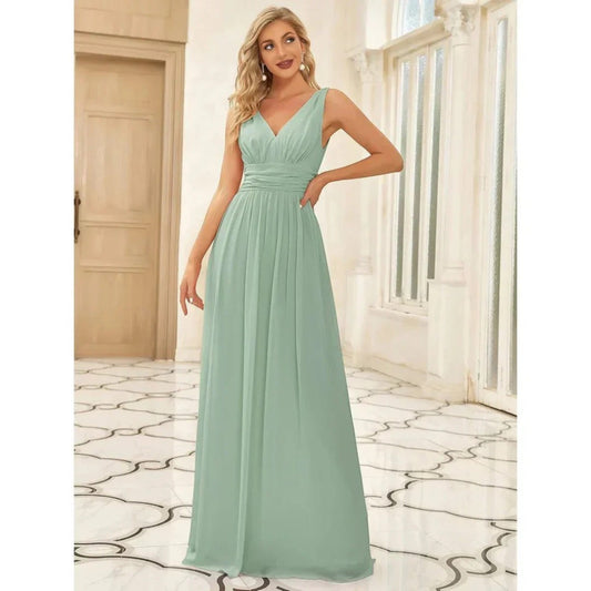 Vestido Maxi Mujer – Elegante con Escote en V y Estilo Sofisticado
