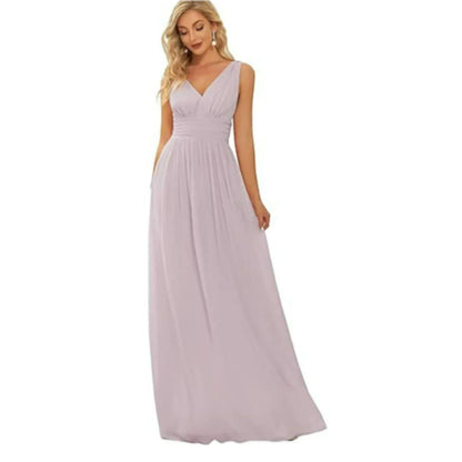 Vestido Maxi Mujer – Elegante con Escote en V y Estilo Sofisticado