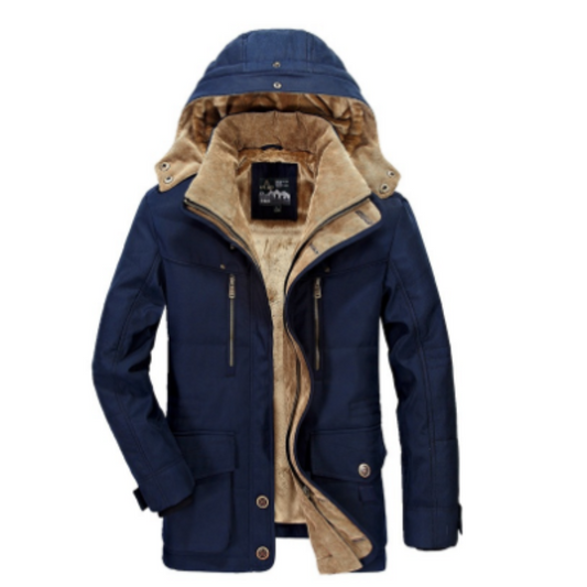 Chaqueta de invierno para hombre con capucha: forro cálido y cortavientos