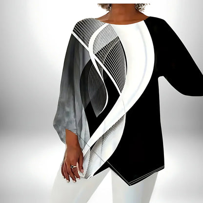 Top de mujer con diseño geométrico, ligero y versátil