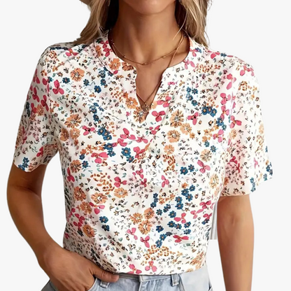 Camisa mujer vintage estampado flores cómoda y estilosa