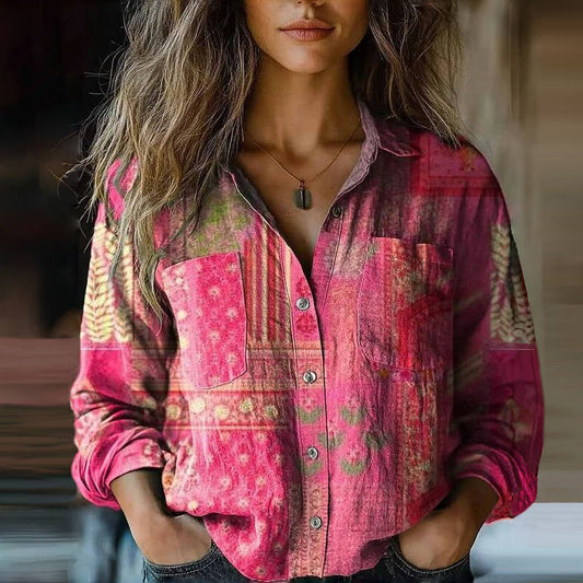 Camisa mujer elegante vintage cómoda para paseo y trabajo