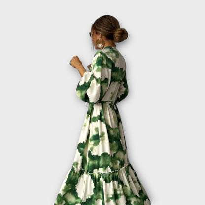 Linne | Maxi vestido verde de manga larga y escote en V
