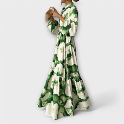 Linne | Maxi vestido verde de manga larga y escote en V