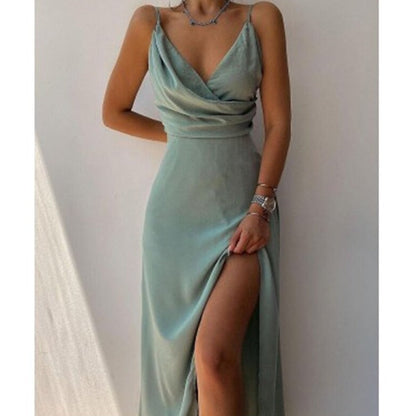 Vestido elegante mujer de satén, ligero y favorecedor para gala