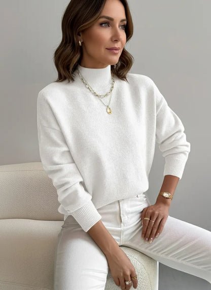 Jersey femenino turtleneck elegante suave y versátil casual