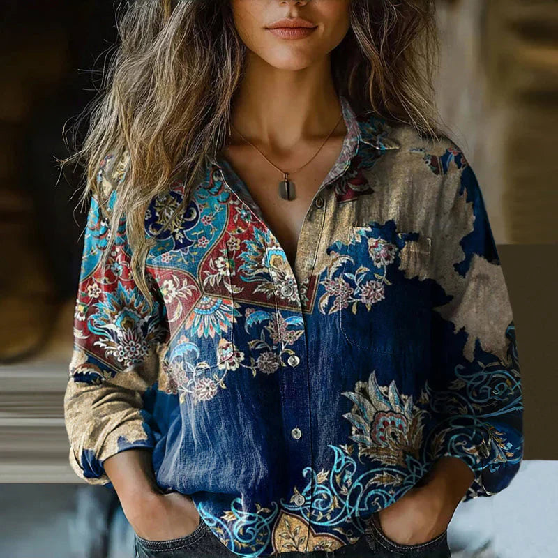 Camisa mujer elegante vintage cómoda para paseo y trabajo