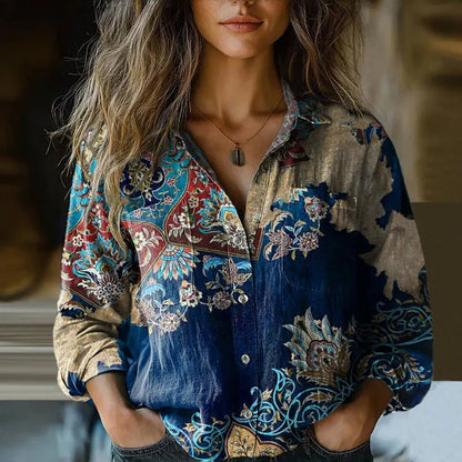 Camisa mujer elegante vintage cómoda para paseo y trabajo