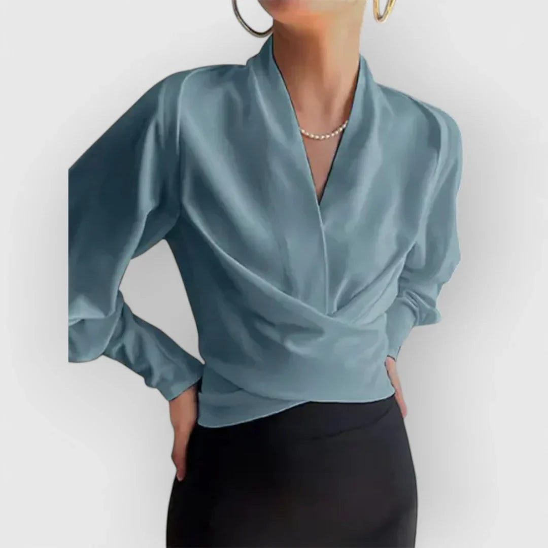 Camisa mujer elegante ligera con mangas abullonadas diario