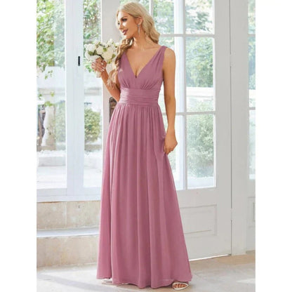 Vestido Maxi Mujer – Elegante con Escote en V y Estilo Sofisticado