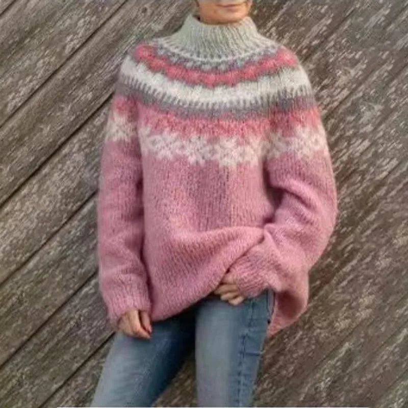 Jersey noruego para mujer: cálido y elegante en azul hielo