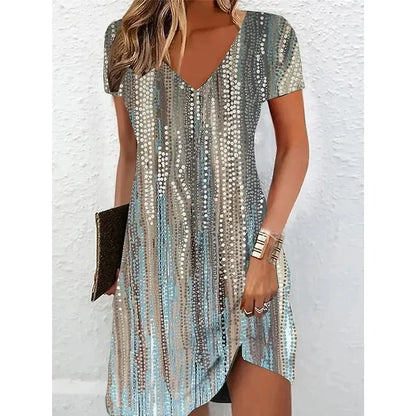 Vestido cóctel con brillo elegante y moderno