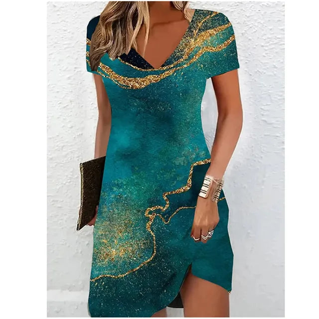 Vestido cóctel con brillo elegante y moderno