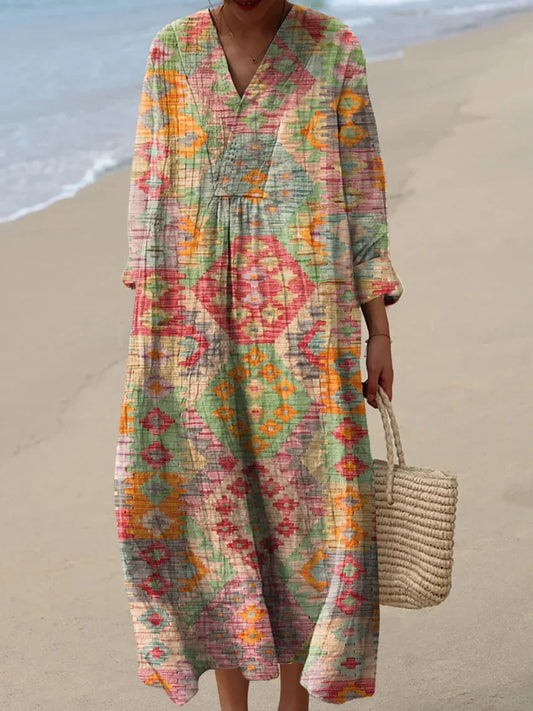 Vestido femenino de algodón chic moderno y versátil casual