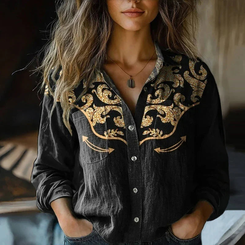Camisa mujer elegante vintage cómoda para paseo y trabajo