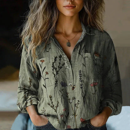 Camisa mujer elegante vintage cómoda para paseo y trabajo