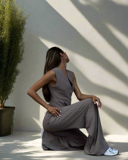 Conjunto pantalón mujer chic elegante pierna amplia y versátil
