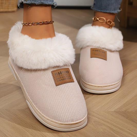 Zapatillas de casa para mujer, color beige: forradas, suaves y con suela antideslizante