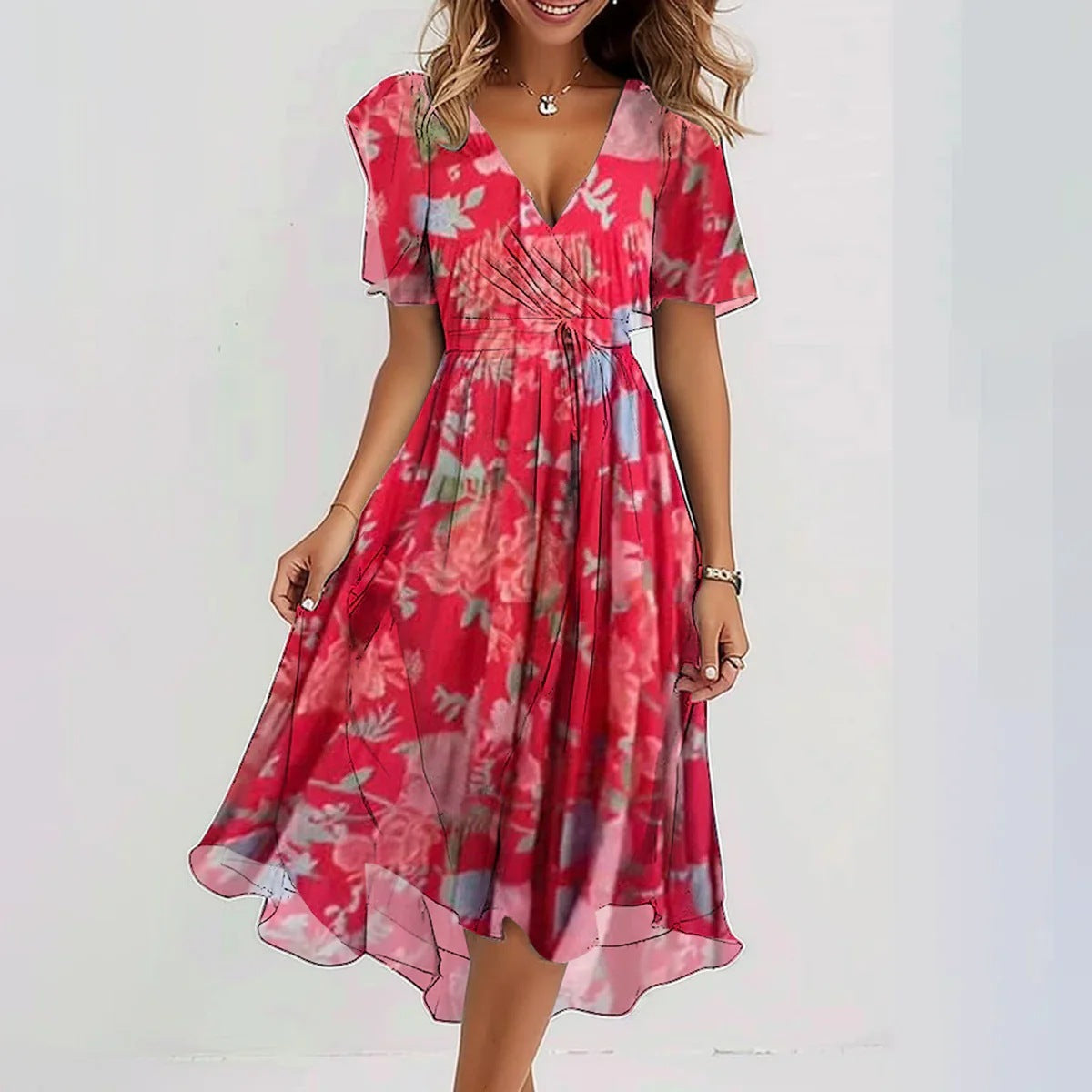 Inez | Elegante Vestido Floral Midi