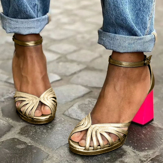 Sandalias Clásicas de Mujer con Correa al Tobillo y Punta Abierta