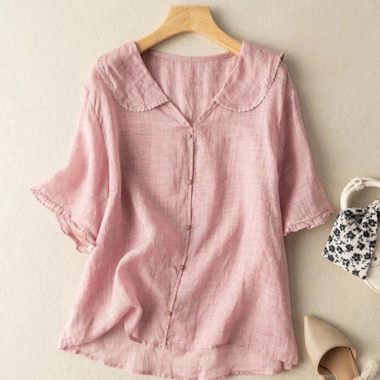 Nylah | Elegante blusa de manga corta de lino